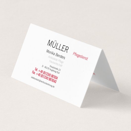 Carte De Visite Altenpflege Ambulante Pflege Visitenkarten (Devant)