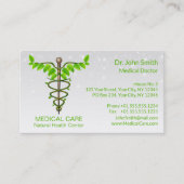 Carte De Visite Alternative Médicale Caduceus Vert Feuilles Blanc (Devant)