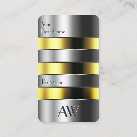 Carte De Visite Aluminium Argent Can Jaune Faux Lettres 3D (Devant)