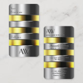 Carte De Visite Aluminium Argent Can Jaune Faux Lettres 3D (Devant / Derrière)