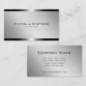Carte De Visite Aluminium brossé moderne avec bandes de métal brut (Devant / Derrière)