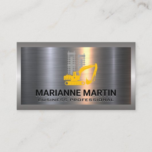 Carte De Visite Aluminium métallique brossé | Véhicule de construc (Devant)