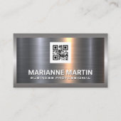 Carte De Visite Aluminium métallique | code qr | Icônes des médias (Devant)