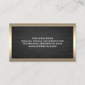 Carte De Visite Aluminium métallique foncé | Bordure d'or (Dos)