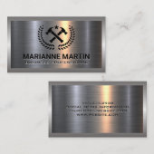 Carte De Visite Aluminium métallique | Logo du marteau croisé (Devant / Derrière)