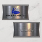 Carte De Visite Aluminium métallique | Rouleau à vapeur | Construc (Devant / Derrière)