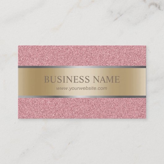 Carte De Visite Aluminium rose moderne de rayure de parties (Devant)