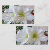 Carte De Visite Amaryllis blanc et sapin de Noël (Devant / Derrière)