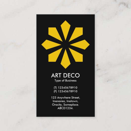 Carte De Visite Amber Art Déco Flower Star - Noir (Devant)