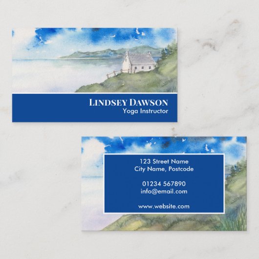 Carte De Visite Ambiance de l'aquarelle du paysage du lac Morning (Devant / Derrière)