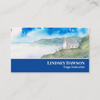 Carte De Visite Ambiance de l'aquarelle du paysage du lac Morning