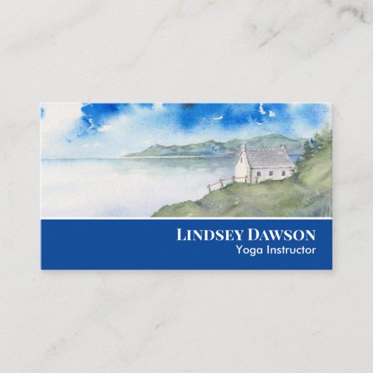 Carte De Visite Ambiance de l'aquarelle du paysage du lac Morning (Devant)