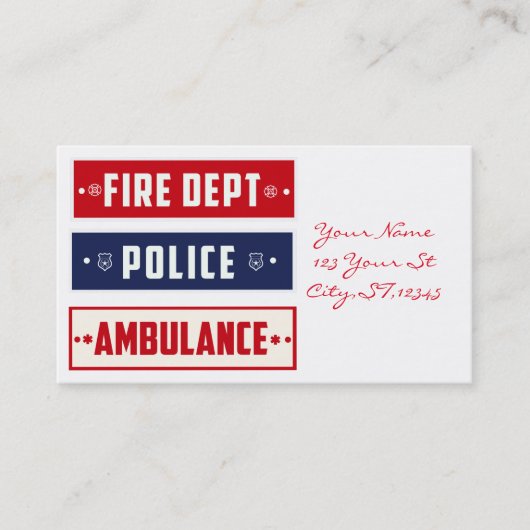 Carte De Visite Ambulance de police des incendies Thunder_Cove (Devant)