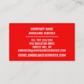 Carte De Visite Ambulance Design, EMT, Paramedic (Dos)