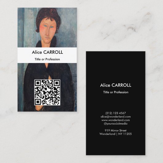 Carte De Visite Amedeo Modigliani - Femme aux yeux bleus - Code QR (Devant / Derrière)