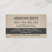 Carte De Visite Amélioration des maisons et réparation des service (Dos)