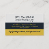 Carte De Visite Amélioration des maisons et réparation des service (Dos)