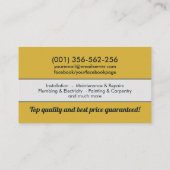 Carte De Visite Amélioration des maisons et réparation des service (Dos)