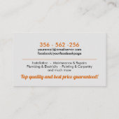 Carte De Visite Amélioration et réparation des maisons - Handyman  (Dos)