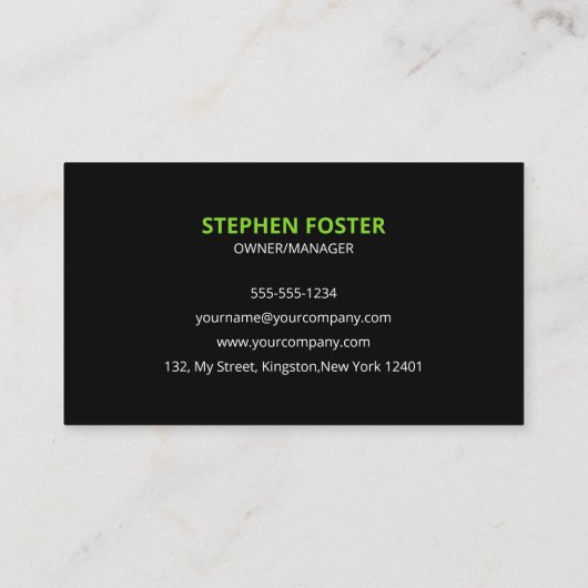 Carte De Visite Aménagement de la pelouse en vert noir (Dos)