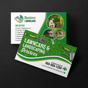 Carte De Visite Aménagement paysager de pelouse verte Jardinage En