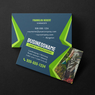 Carte De Visite Aménagement paysager vert et bleu Entretien de pel