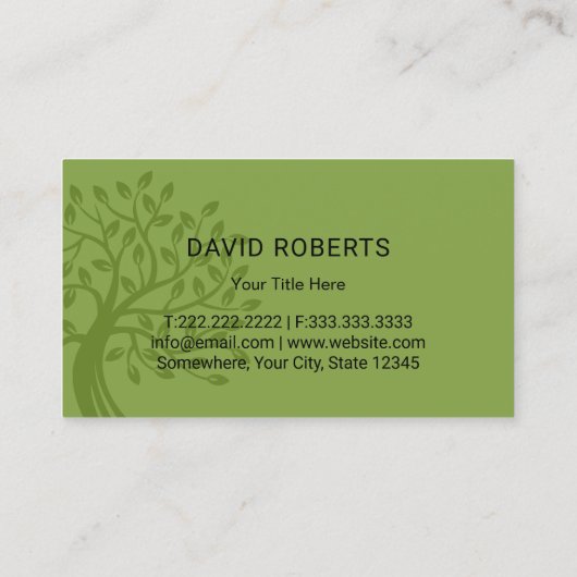 Carte De Visite Aménagement paysager Vert Tons Arbre Logo Garde-pe (Dos)