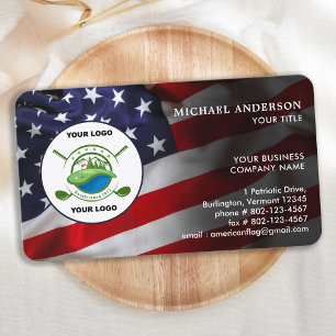 Carte De Visite American Flag Custom Corporate Logo Patriotic