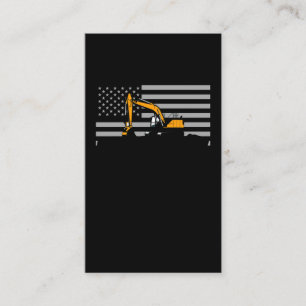 Carte De Visite American Flag Excavator US Flag Construction