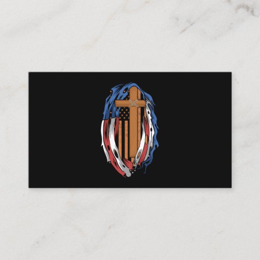 Carte De Visite American Flag Jesus Cross Religious (Devant)