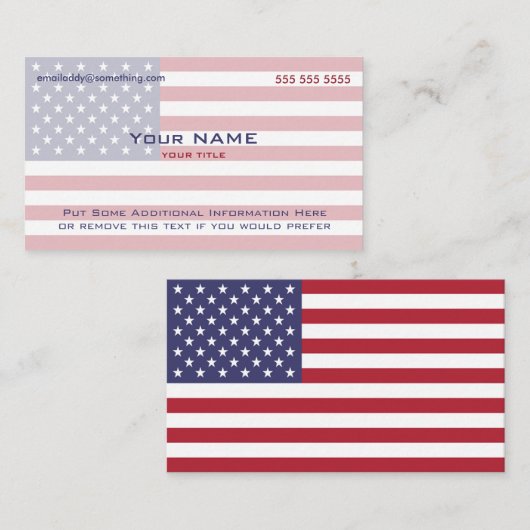 Carte De Visite American Flag version 4 (Devant / Derrière)