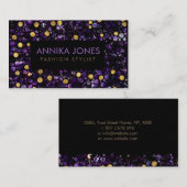 Carte De Visite Améthyste et or de luxe d'art de point (Devant / Derrière)