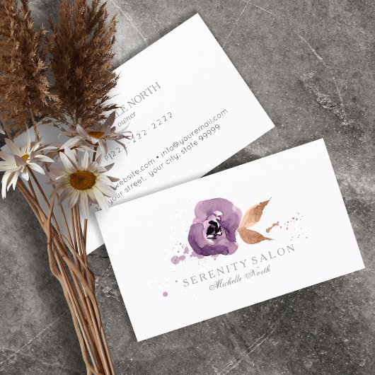 Carte De Visite Améthyste floral d'aquarelle violet ID294