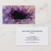 Carte De Visite Améthyste mauve moderne gemstone geode minéral (Devant / Derrière)