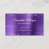 Carte De Visite Améthyste Paillettes Argentées Monogramme Violet F (Dos)