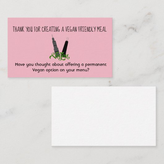 Carte de visite amical végétalien d'option (Devant / Derrière)