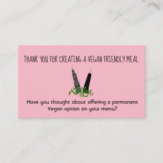 Carte de visite amical végétalien d'option (Devant)