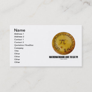 Carte De Visite Amour de mathématiciens pour manger pi (pi sur un