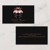 Carte De Visite Amour, Flamants roses Rose, Coeurs, Noir (Devant / Derrière)
