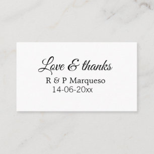 Carte De Visite Amour & merci ajouter nom du couple mariage ajoute