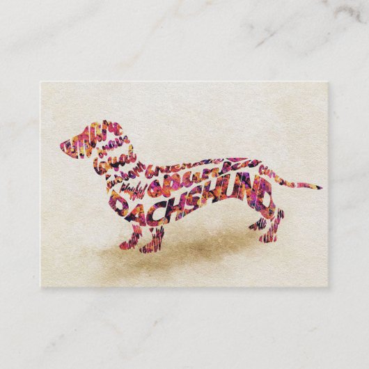Carte De Visite amoureux des chiens Dachshund Typographie du chien (Devant)