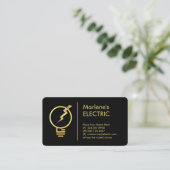 Carte De Visite Ampoule électrique dorée puissance foudre (Debout devant)