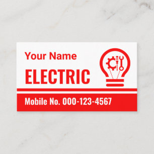 Carte De Visite Ampoules électriques Lignes électriques rouges