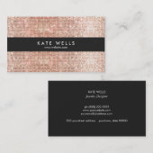 Carte De Visite Amusant élégant Faux Rose Gold Sequin Black Striin (Devant / Derrière)