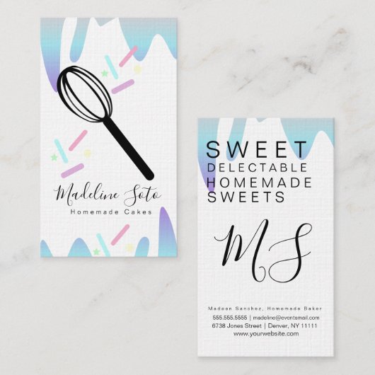 Carte De Visite Amusant Ombre Frosting Dristing Whisk Cake Bakery  (Devant / Derrière)