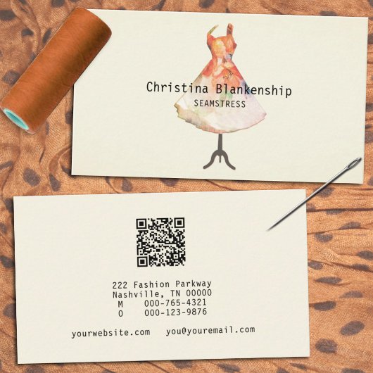 Carte De Visite Amusant Seamstress Mannequin Torso QR Code personn