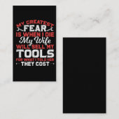 Carte De Visite Amusante blague de mari de charpentier et d'artisa (Devant / Derrière)