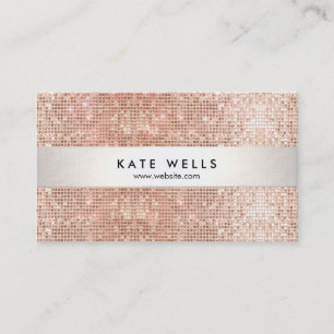 Carte De Visite Amusants Moderne Faux Rose Gold Sequin
