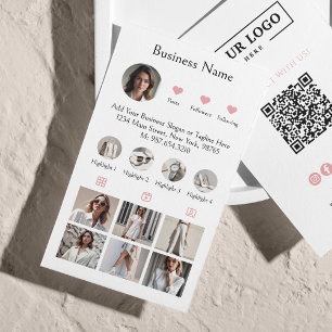 Carte De Visite Analyse Instagram Pour Connecter le code QR rose