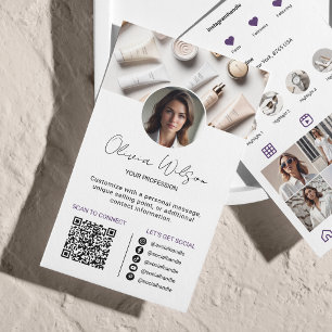 Carte De Visite Analyse Instagram Pour Connecter QR Code Purple